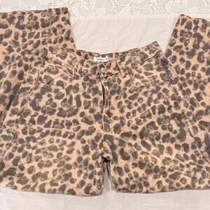 S.O.N.G. Leopard Print 100% Cotton Wide Barrel Tapered Jeans 7 / 28